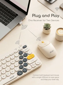 Acer OKR250 Wireless Bluetooth Dual-Mode Keyboard & Mouse Set | Silent Office Rechargeable | Portable & Slim | Compatible With PC/Laptop/Tablet/Smartphone - View 2