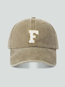1pc Unisex Vintage Washed Baseball Cap A-Z Letter Print Pattern, Multiple Vintage Colors Available, Soft Texture Adjustable Dad Hat - Khaki - View 24