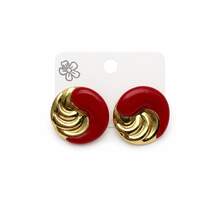 8 Pairs Vintage Red Enamel Stud Earrings Set, Women's Gold Flower Butterfly Turtle Geometric Shaped Exaggerated Jewelry, Suitable For Daily Wear And Party - Red - View 16