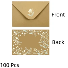 100Pcs Plant Printed Kraft Paper Envelopes,2 Styles Optional,Cactus Lily Of The Valley Decorative Mailing Envelopes,Retro Brown Paper Envelopes For Greeting Card Letter Invitation Gift Packaging Stationery Supplies - Lily Of the Valley - View 7