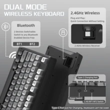 ATTACK SHARK ZIYOULANG M96 Wireless Gaming Keyboard Cream Color Membrane With Rainbow Backlight, Media Knob, LCD Screen, Dual Mode - Bluetooth/2.4Ghz, Spherical PBT Keycaps 94 Keys ANSI Layout, 2000mAh - View 2