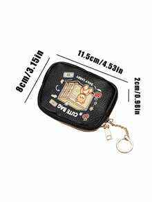 Cute Cartoon Bear Pattern Mini Coin Purse, Multi-Functional PU Leather Keychain Wallet With Card Slots, Portable Change Holder For Daily Use - Multicolor - View 11