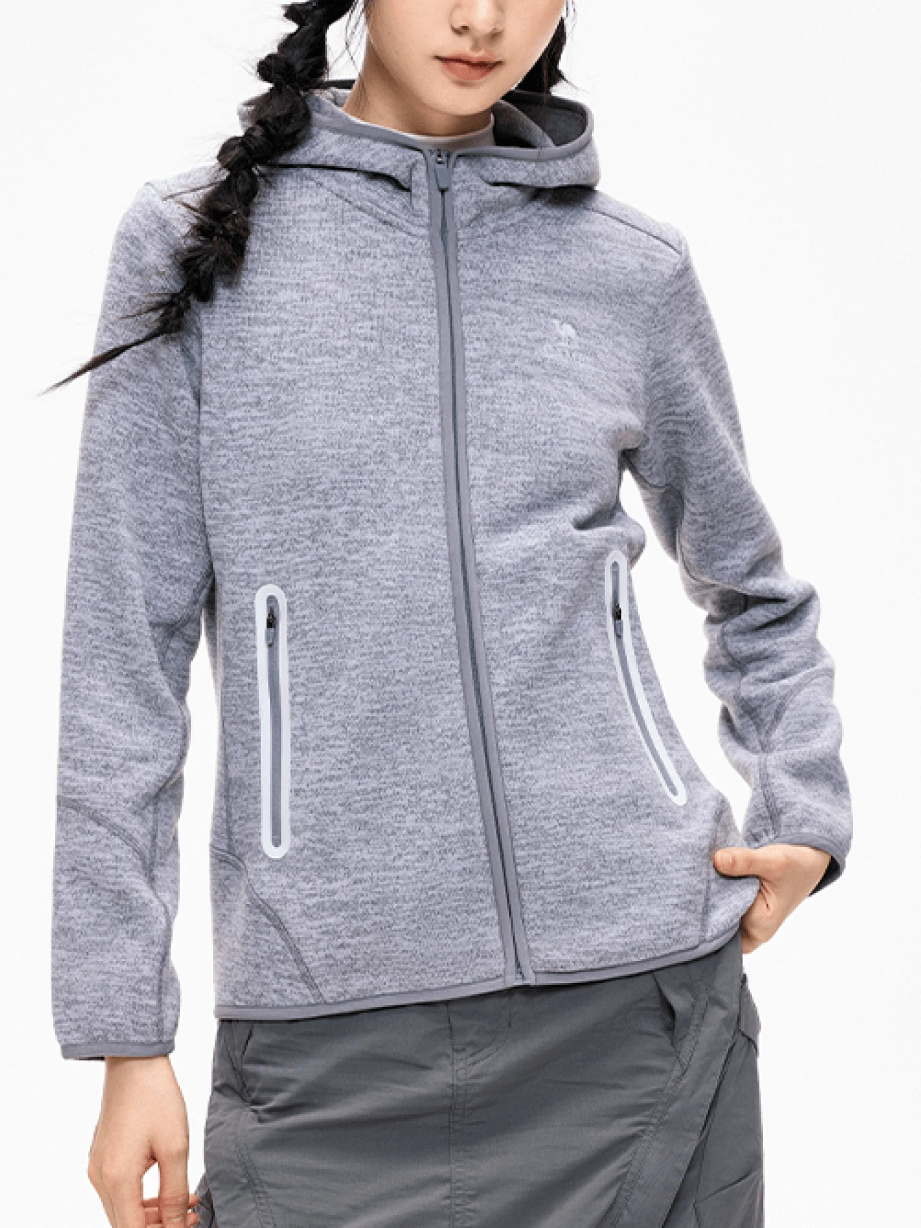 CAMEL CROWN Women's Outdoor Fleece Jacket With Stand-Up Collar, Windproof, Heated, Warm, And Anti-Static Inner Lining - Snow Fog Gray - View 1