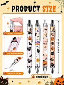 20pcs-Halloween Pens Bulk Halloween Party Ballpoint Pens Retractable Creative Boo Pink Pumpkin Ghost Skull Spider Gel Ink Suitable For Office Party Supplies - Multicolor 2 - View 2