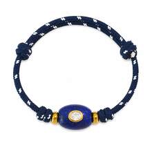 1 Peça Pulseira Ajustável Trançada com Pingente Oval de Pedra Azul Estilo Boêmio para Uso Diário - Multicolorido - Visão 9