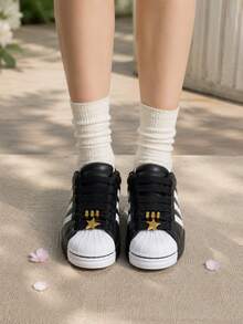Adidas Women's SUPERSTAR ST W 26 Summer New Thick Sole Loafers Casual Shoes JR7444 - Black/White - View 5