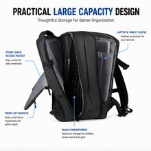 JLY Expandable Travel Backpack, 15 Inch Laptop Carry On Backpack With 180° Opening, Business Cabin Backpack For Short Trips - Black - View 8