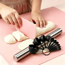 12pcs Baking Tools Set Includes 1pc 10-Inch Rolling Pin, 1pc 5.4-Inch Multi-Function Scraper, 4pcs Measuring Cups, 6pcs Measuring Spoons, Precise Ingredient Measurement, Suitable For Home Kitchen Making Dumplings, Bread, Pastries - View 8