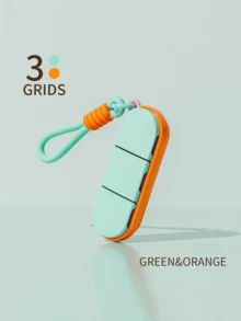Dopamine Color Portable Woven Lanyard 3-Compartment Pill Box, With Sealing Ring, Waterproof & Moisture-Proof, Independent Compartments, Suitable For Carrying Health Supplements And Vitamins - View 11