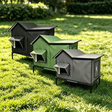1PC Weather-Resistant Outdoor Cat House With Detachable Elevated Frame, Waterproof 600D Oxford Fabric, Thermal Reflective Aluminum Foil & Transparent Viewing Window For Garden Patio Use, For Multi-Cat Families, All-Weather Durable & Comfortable - L - View 7