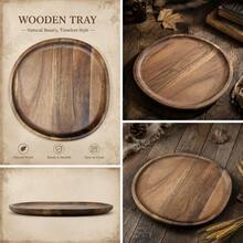 5pcs Acacia Wood Trays - Premium Gift Choice. Oval Design, Suitable For Fruits, Vegetables, Meat And Bread - Essential Accessory For Apartment Kitchen Cooking, Convenient For Outdoor Camping, Christmas, Thanksgiving, Easter, Halloween. Suitable For Daily Kitchen/Camping Use. Display Trays - View 4