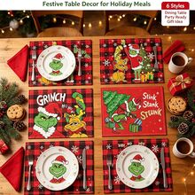 The Grinch The Green Monster Christmas Print Tablecloth, Home Dining Table Christmas Decoration, Protects Tabletop, Creates Festive Atmosphere, Suitable For Family Christmas Gatherings, Holiday Parties, Reusable Christmas Table Decor - Multicolor - View 3