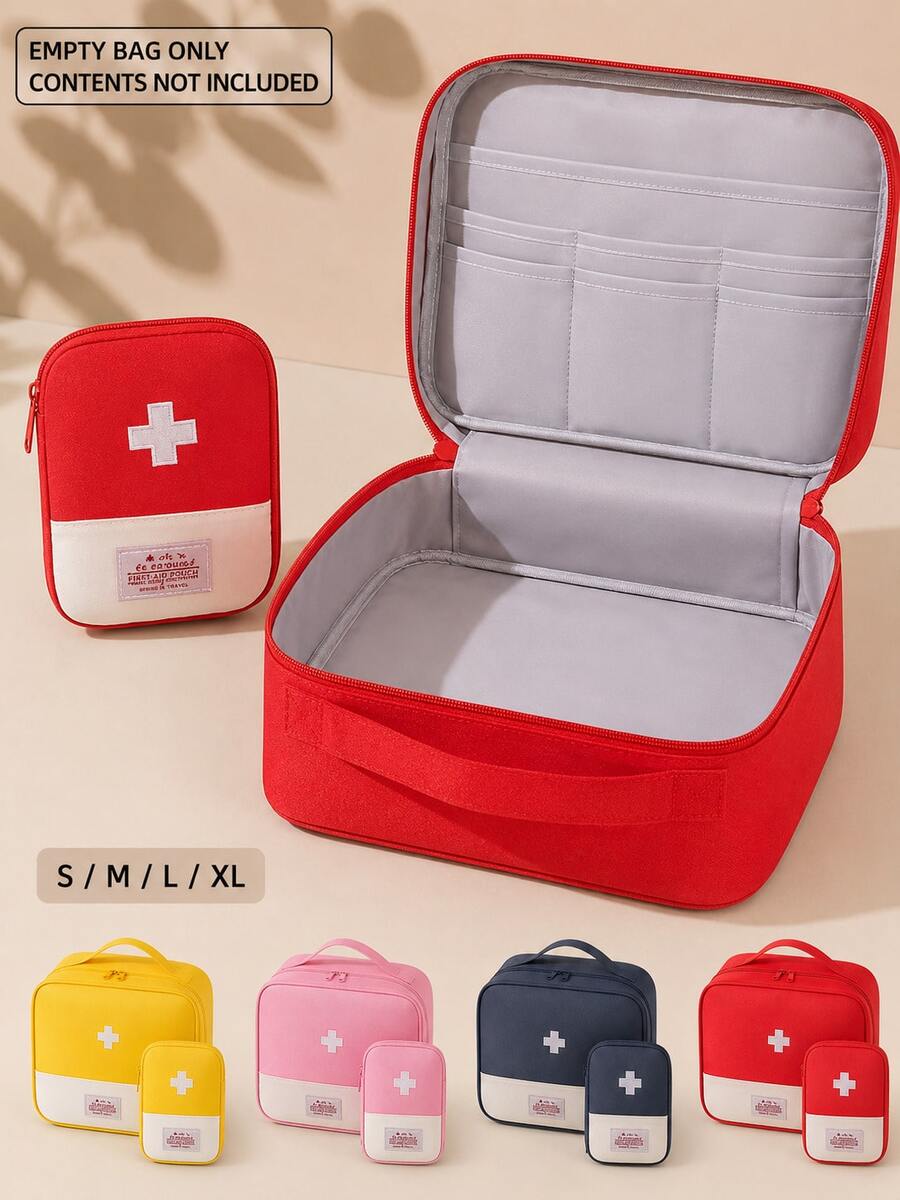 1pc Portable Travel Storage Organizer Bag, Large Capacity Folding Zipper Pouch With Handle And Inner Compartments, Empty Bag Only, For Home, Travel - Multicolor - View 1