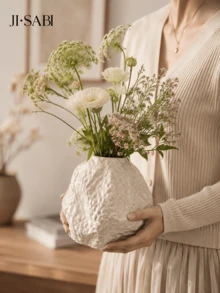 1pc Textured Rock Vase, Wabi-Sabi Style Asymmetrical Stone Shape Vase, Minimalist Ins Style Desktop Vase, Suitable For Dried Flowers And Fresh Flowers, Home Living Room Bookshelf Decoration, 3 Colors Available - Rock Vase - View 3