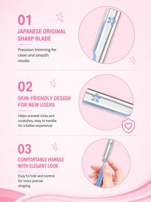 6/10pcs KAI Japanese Stainless Steel Eyebrow Razors, Sharp And Smooth Blades, Women's Grooming Tool, Travel Essential Makeup Tool, Affordable Quality, Christmas Stocking Stuffer, Gift For Women - Blue - View 7