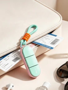 Dopamine Color Portable Woven Lanyard 3-Compartment Pill Box, With Sealing Ring, Waterproof & Moisture-Proof, Independent Compartments, Suitable For Carrying Health Supplements And Vitamins - View 4