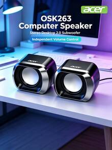 Acer Speaker Komputer Mini OSK263, Subwoofer Stereo Desktop 2.0, Kontrol Kabel Individual, Kompatibel dengan Desktop/Laptop/Tablet, Speaker Rumah, Kantor, Gaming, dan Musik yang Sederhana dan Bergaya - View 1