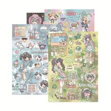 8pcs Dreamy Girl Illustrated Cut-Out Stickers, Creative Premium Minimalist Fresh Style Planner Scrapbooking Material, Waterproof Sticker Decals - Multicolor - View 4