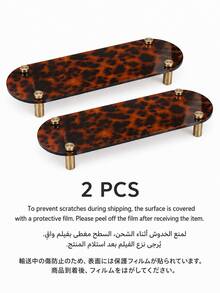 2pcs/1pc 28cm Leopard Print Desktop Storage Tray Display Rack, Luxury Vintage Jewelry Holder Perfume Cosmetic Organizer Tray, Gold Legs Small Shelf, Suitable For Bedroom Vanity, Office, Desk Drawer Side, Entryway, Nightstand And Bathroom Countertop, Used As Furniture Organizer, Hair Accessory Organizer And Daily Storage Tray To Help Keep Desktop Organized - Leopard Print - View 14