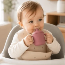 1pc Baby Silicone Straw Cup, Dual Lid With Handle, Multi-Functional Portable Water Bottle, Children Feeding Training Straw Cup, Liquid Storage Set - Multicolor - View 4