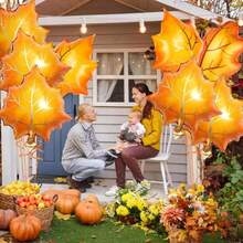 5pcs 60cm Maple Leaf Shaped Aluminum Foil Cartoon Balloons Suitable For Thanksgiving Theme Party Decoration (Ribbon Not Included) - View 3
