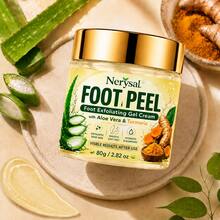 Foot Exfoliating Gel Cream, Cleanses Old Dead Skin, Contains Aloe Vera + Turmeric, Improves Rough Foot Skin, Moisturizing Formula Helps Keep Feet Soft And Smooth, Soothes Dry Skin, Suitable For Daily Foot Care, 80g / 2.82oz - Honey - View 8