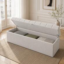Upholstered Bed,King Size Bed,With Hydraulic Lever, Functional Storage Bed, Rivet Decoration, Without Mattress, Linen - LIGHT GREY + Linen - View 2