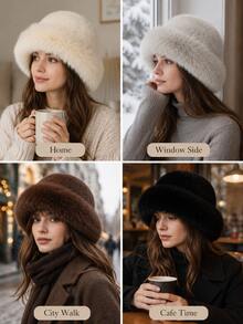3-In-1 Fisherman Bucket Hat, Unisex, Warm Fleece Windproof Face Mask Scarf, Adjustable Winter Warm Hat, Suitable For Skiing, Cycling, Outdoor Sports, Flattering Face Shape, Adjustable Head Circumference, Daily Outings, Commuting, Versatile Accessory, Windproof Ear Protection, Large Head Friendly, Winter Warmth Essential - Multicolor - View 5