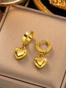 VceTd 1/2/3 piezas Conjunto de joyería de acero inoxidable estilo romántico de moda para mujer con cadena de clip de papel y colgante de corazón, adecuado para uso en citas de mujeres o regalo del Día de San Valentín - Amarillo Oro - Ver 6