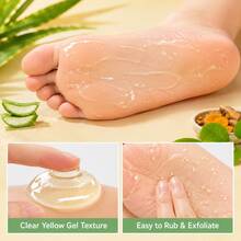 Foot Exfoliating Gel Cream, Cleanses Old Dead Skin, Contains Aloe Vera + Turmeric, Improves Rough Foot Skin, Moisturizing Formula Helps Keep Feet Soft And Smooth, Soothes Dry Skin, Suitable For Daily Foot Care, 80g / 2.82oz - Honey - View 5