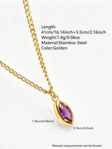 1pc Style Stainless Steel Geometric Design Pendant Necklace For Women, Suitable For Party/Gathering/Vacation Wear - Yellow Gold - View 11