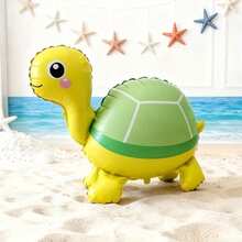 2pcs 3D Standing Cartoon Green & Yellow Turtle Shaped Balloons, Birthday Party Atmosphere Decoration, Gathering Event Gift Props, Room Indoor Outdoor Decoration - View 6