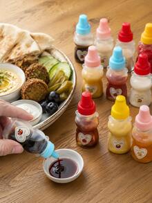 12/6/4/2pcs Bear-Shaped Squeeze Bottles, Sauce Dispenser, Portable Condiment Container, Lunch Box Accessory, Kitchen Gadget, Suitable For Ketchup, Honey, Salad Dressing, Chili Sauce - Multicolor - View 7