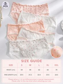 5pcs/Pack Women's Fresh & Sweet Bow Decor Cute Panties, Suitable For Girls & Students - Multicolor - View 3