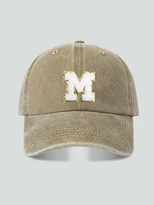 1pc Unisex Vintage Washed Baseball Cap A-Z Letter Print Pattern, Multiple Vintage Colors Available, Soft Texture Adjustable Dad Hat - Khaki - View 34