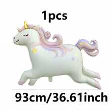 1pc 93cm Large Squinting Running Cartoon Unicorn Foil Balloon, Matte Color, Suitable For Party Decoration - View 3
