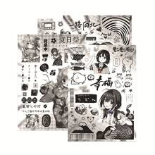 8pcs Black & White Collage Girl Diary Cut-Out Stickers Mushroom Bento Healing Food Packaging Material Waterproof Decals - Multicolor - View 4