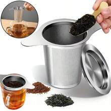 1pc Ultra-Fine Stainless Steel Tea Filter - Moderate Size And Large Capacity, Suitable For Making Pine Tea And Coffee. Made Of Stainless Steel. Kitchen Accessories,Cups Accessories,Coffee Accessories - متعدد الألوان - مشاهدة 6
