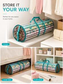 A Space-Saving Christmas Wrapping Paper Storage Bag Featuring A Clear Window And Handles; Dust-Proof And Durable, It Is An Ideal Storage Solution. This Clear Bag Is Perfect For Organizing Holiday Supplies In Your Closet. Gift Wrapping And Storage. - Multicolor - View 7