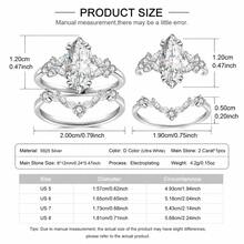 S925 Engagement Ring Set, Double-Ring Set For Women's Wedding Rings, Wedding Ring Jewelry For Love Anniversary Gift For Brides - Silver - View 8