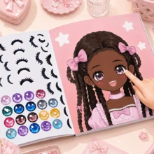 1pc Dress-Up Stickers, 12 Different Styles Of Girls, Cartoon Creative Dress-Up Stickers, Beautiful Cute Cartoon Scene Decoration Dress-Up Show Educational Toy For Girls - Mixed - View 3