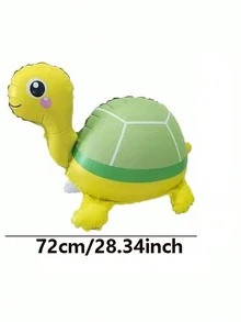 2pcs 3D Standing Cartoon Green & Yellow Turtle Shaped Balloons, Birthday Party Atmosphere Decoration, Gathering Event Gift Props, Room Indoor Outdoor Decoration - View 4
