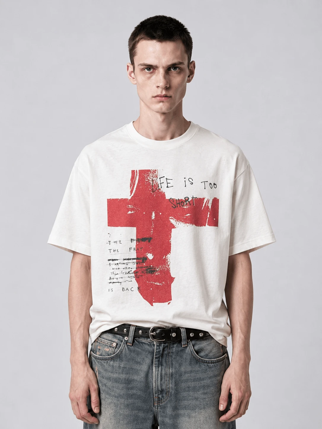 Men's New Fashion Hip Hop Print T-Shirt - White - View 1