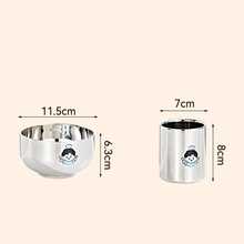 Cuenco de acero inoxidable para niños, taza de agua y cuenco para comida de bebé de doble capa con aislamiento térmico y anti-quemaduras con diseño de dibujos animados lindos, incluye bolsa de almacenamiento para utensilios - Multicolor - Ver 5