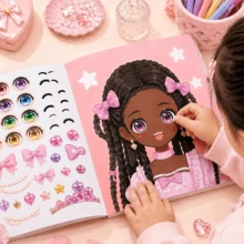 1pc Dress-Up Stickers, 12 Different Styles Of Girls, Cartoon Creative Dress-Up Stickers, Beautiful Cute Cartoon Scene Decoration Dress-Up Show Educational Toy For Girls - Mixed - View 4