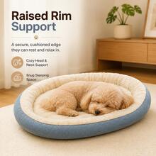 2026 New Oval Thickened Lambswool Pet Bed, Lambswool (Soft Cotton Fleece) Surface, Soft And Fluffy Touch, Filled With Fluffy Cotton, Soft With Support, Suitable For All Seasons. Multiple Sizes Available - Khaki - View 12