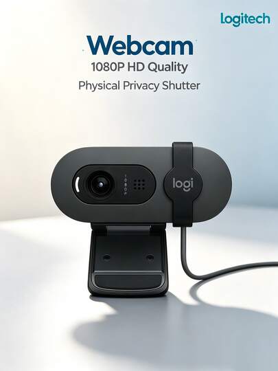 Logitech Brio 95 Webcam, 1080P HD Quality, Physical Slider Design, Built-In Noise-Canceling Microphone, Stable Connection Suitable For Online Teaching, Black.