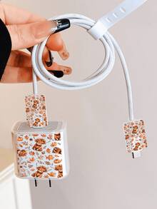Cute Cow Head, Autumn Maple Leaf Pattern, Charger Cable Protector, Compatible With Apple 20W Charger, Minimalist Apple Charger Protective Case, Compatible With 20W Phone 15/16 Pro Max Charging Cable Protector, Anti-Scratch, Anti-Bite, Compatible With 13/14 Plus/17/16PROMAX, Gift For Girlfriend - Multicolor - View 2
