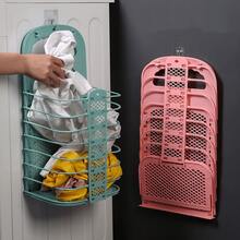 Large Dirty Clothes Hamper Wall-Mounted Bathroom Folding Laundry Basket Dormitory Clothes Storage Durable - Laundry Basket - View 4