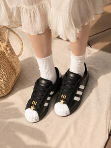 Adidas Women's SUPERSTAR ST W 26 Summer New Thick Sole Loafers Casual Shoes JR7444 - Black/White - View 4